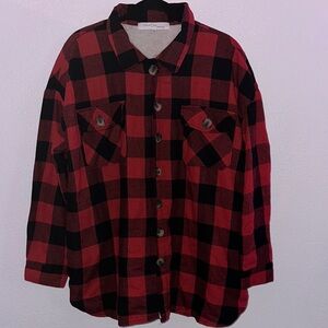 Eden & Olivia Red and Black Plaid Button Down Shirt